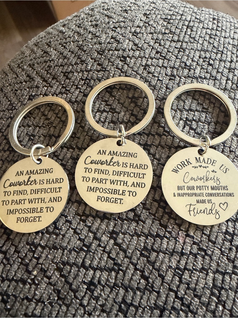 Engraved Round Silver Coworker Keychain - Appreciation Gift